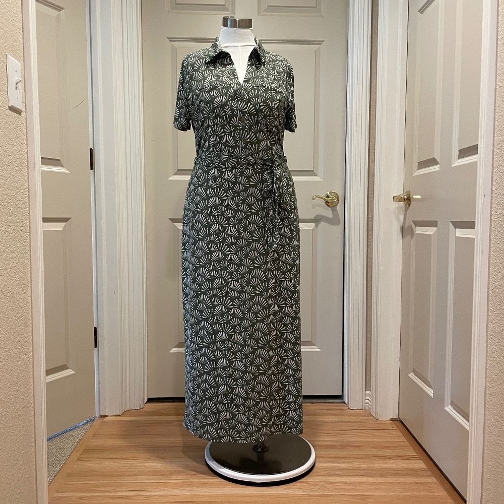 NWT LP Abbi Maxi Shirt Dress by Muse Petite from Short Story Dark Olive / Ecru